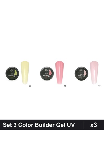 global fashion Set 3 Color Builder Gel UV 15g - Nr.02 Nr.08 Nr.13