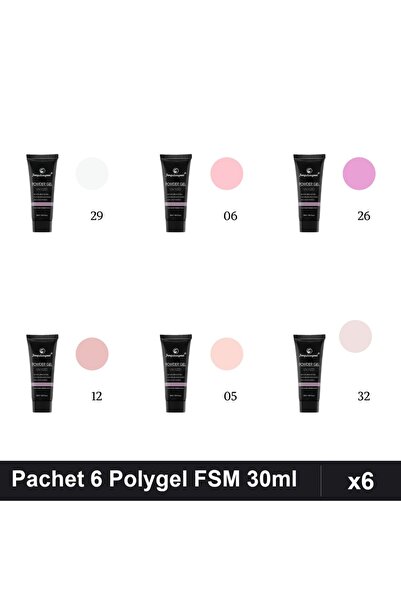 FSM Set 6 Polygel 30ml - Nr.05, Nr.06, Nr.12, Nr.26, Nr.29, Nr.32