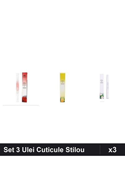 global fashion Set 3 Ulei Cuticule Tip Stilou - Trandafir, Ananas, Lily