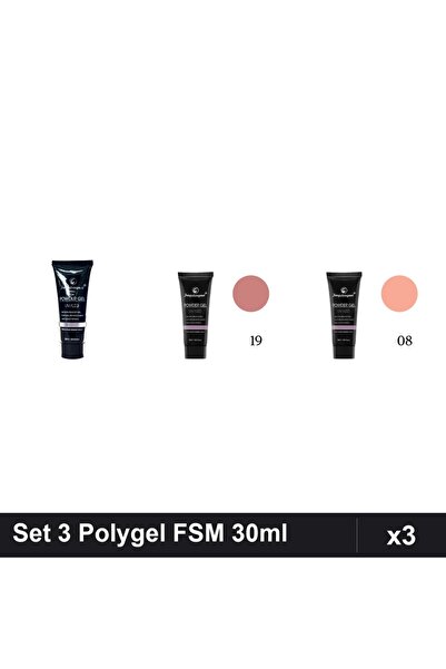 FSM Set 3 Polygel 30ml - Nr.14, Nr.19, Nr.08 - Constructie Unghii
