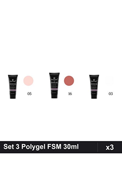 FSM Set 3 Polygel 30ml - Nr.05, Nr.16, Nr.03 - Construcție Unghii