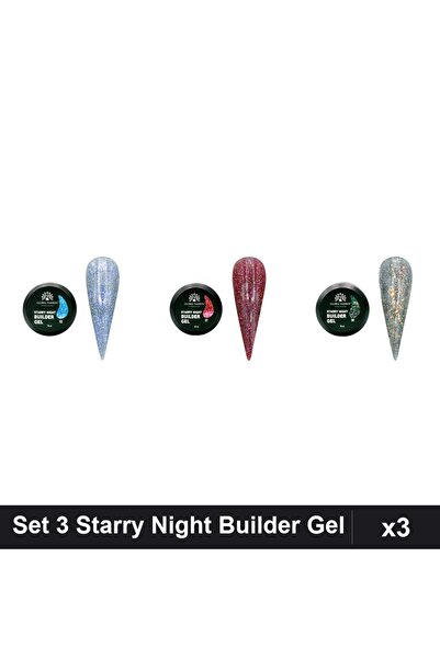 global fashion Set 3 Starry Night Builder Gel 15g - Nr.03 Nr.07 Nr.08