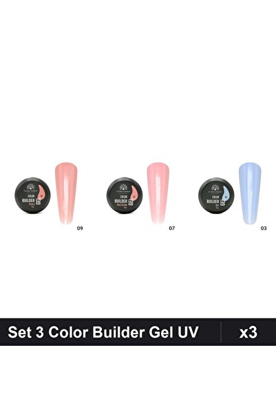 global fashion Set 3 Color Builder Gel UV 15g - Nr.09 Nr.07 Nr.03