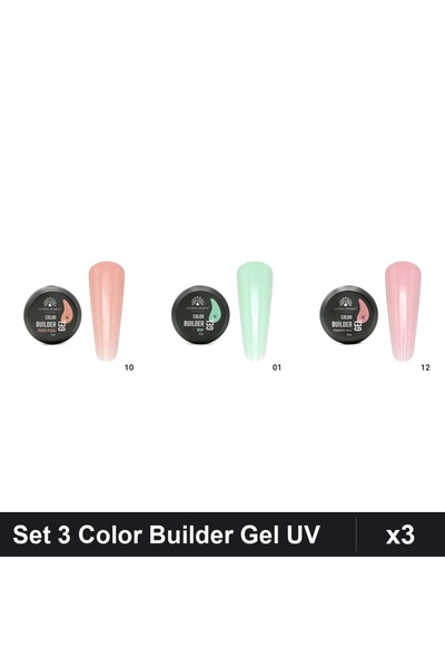 global fashion Set 3 Color Builder Gel UV 15g - Nr.10 Nr.01 Nr.12