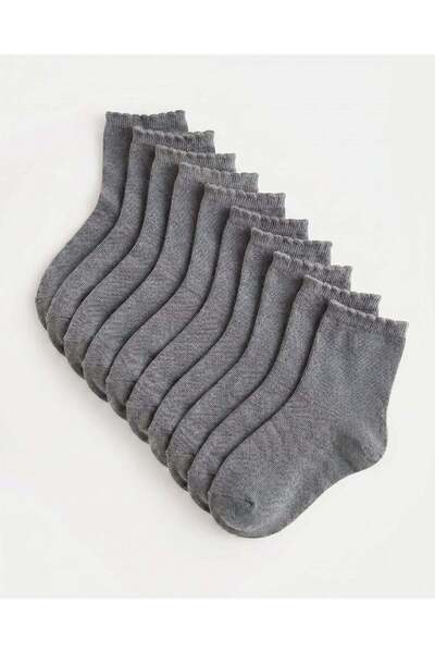 REDTAG Girls Grey Ankle Socks Pack 5 Pairs