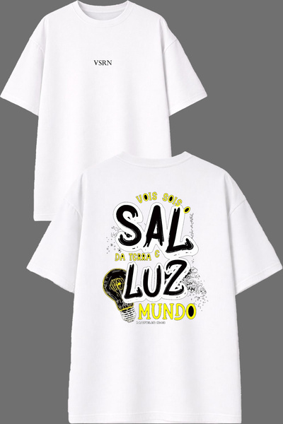 VSRN Tricou oversize alb cu imprimeu Sal Mu Design, față și spate