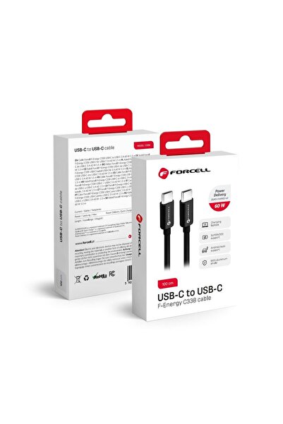 Forcell Kabel USB USB-C - USB-C 1 m Czarny