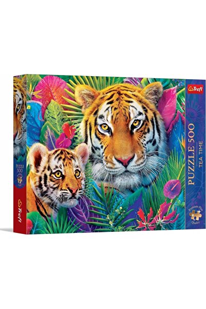 Trefl Puzzle 500 Ora ceaiului Tigri în junglă
