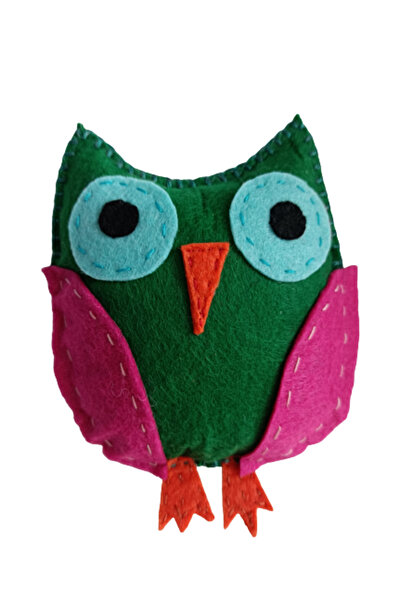 Lucille Craftshop Bufniță din pâslă, verde, multicoloră, 11 cm
