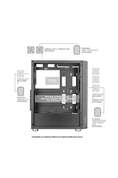 TACENS MARS MC-F 4x120mm ARGB ATX - carcasă