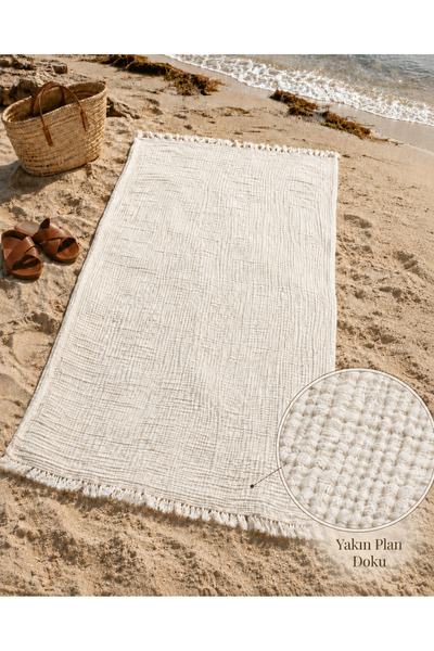 TECHTACT 4 Layers 100% Cotton Muslin Beach Towel 100X200 cm Quick Drying Larg...