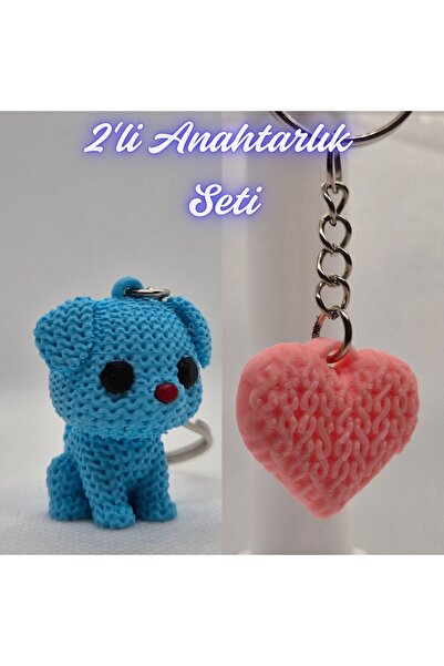 3DAtölyeMaker Light Blue Knitted Patterned Dog and Light Pink Knitted Pattern...