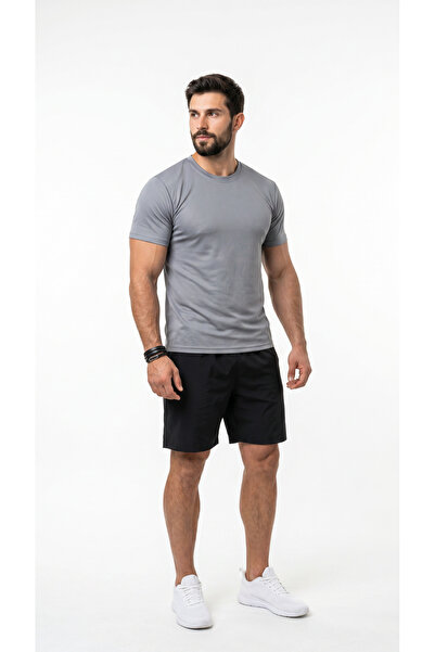 BADESSA Erkek Gri Spor T-Shirt Nefes Alabilen Ter Tutmaz Çabuk Kuruyan Esnek ...