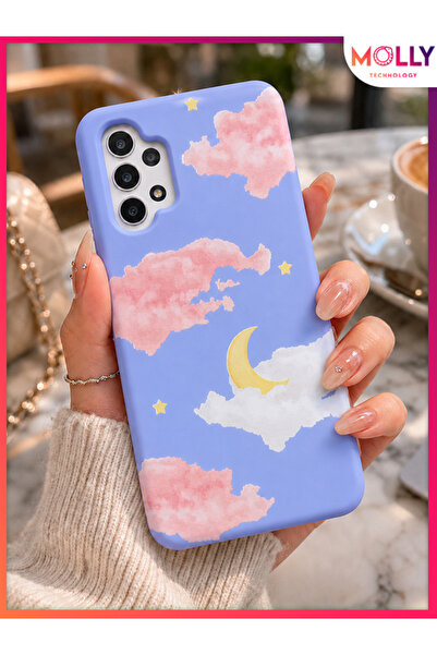 Molly SAMSUNG GALAXY A32 İçin Lila Pembe Düş Desenli Silikon Kılıf