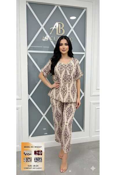 XMAX Women's Oriental Patterned Elegant Pajamas - Comfortable Home Set - Half...