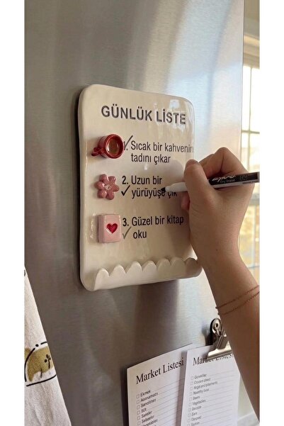 MEHSERA SERAMİK Mehsera El Yapımı Buzdolabı Günlük Yapılacaklar Listesi Magneti
