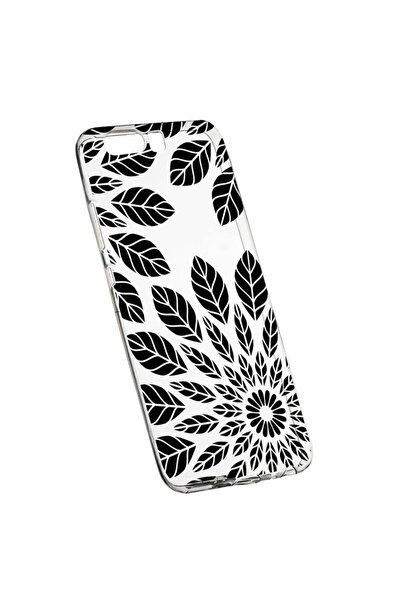 bestcase Husa Silicon, Transparent, Slim, Black Flower, Huawei Y6 2018