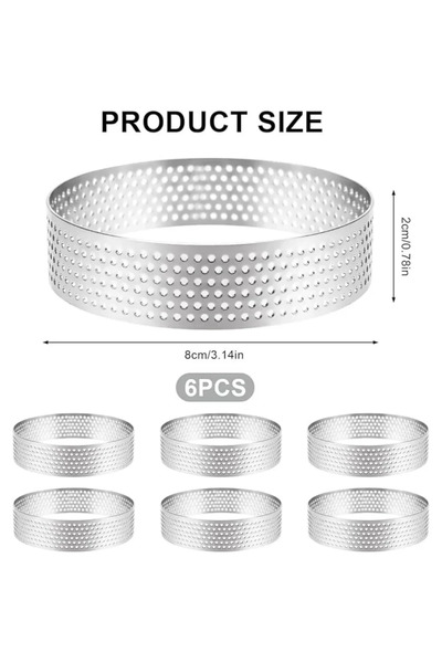 Choice 8cm 6PCS 8cm Silver Round Stainless Steel Tart Rings Mould French Dess...