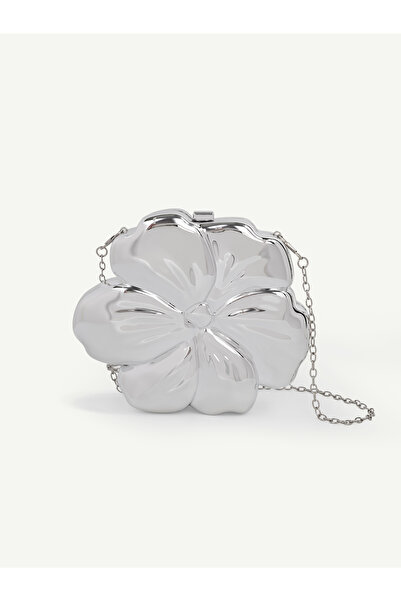SHAKA Silver Shk321 Flower-Shaped, Metallic Look, Evening Dress, Clutch, Hand...