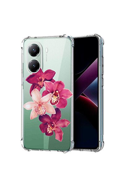 bestcase ¬Æ Husa Anti Shock Compatibila cu Poco X7 Pro 5G, Floral - Red Orchi...