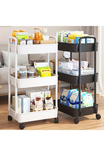 Choice WHITE Versatile Multi-Tier Storage Cart - White Plastic, Perfect for K...