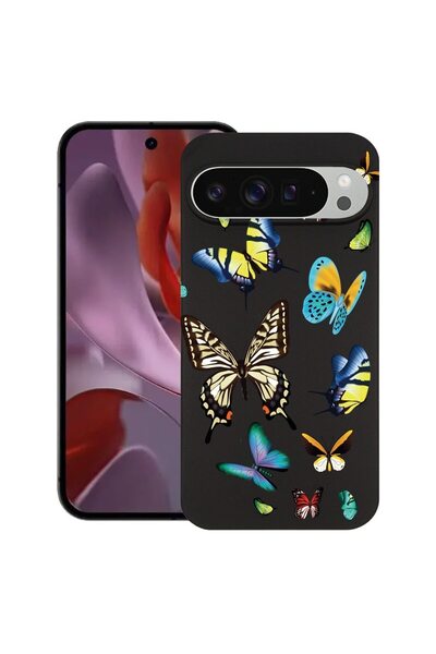 bestcase Husă pentru Google Pixel 9 Pro XL, Fluturi colorați frumoși, Silicon...