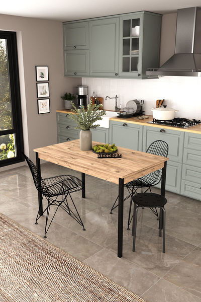 DEKORFİM DF01113 Dekoratif Mutfak Masası 120x70 4-6 Kişilik Şık, Modern, Meta...
