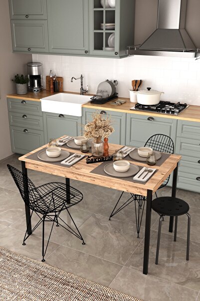 DEKORFİM DF01113 Dekoratif Mutfak Masası 120x70 4-6 Kişilik Şık, Modern, Meta...