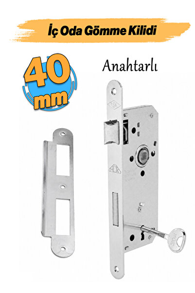 Badem10 Anahtarlı Metal (40 mm) İç Oda Kapı PVC Kapı Ahşap Kapı Gömme Kilit G...