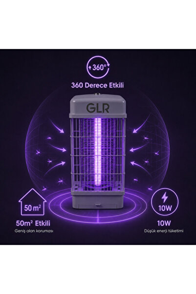 Coverzone Elektrikli UV Sinek Öldürücü 10W 360° Işıklı Sivrisinek Haşere Ciha...