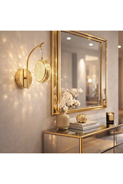 Korkmaz avize Gold 3 Renk Ledli Lüks Modern Sarkık Tekli Ledli Aplik