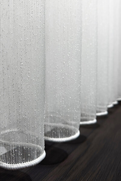 MARİTSA Harmony Series Textured Ecru Tulle Curtain with Slubbed Texture