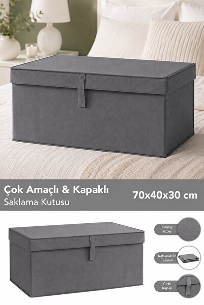 Meleni Home Mega Plus Hurç - Çok Amaçlı Organizer Kapaklı Saklama Kutusu 70x4...