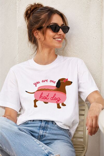 Hediyenza Unisex Hotdog Adult and Child Short Sleeve White T-Shirt