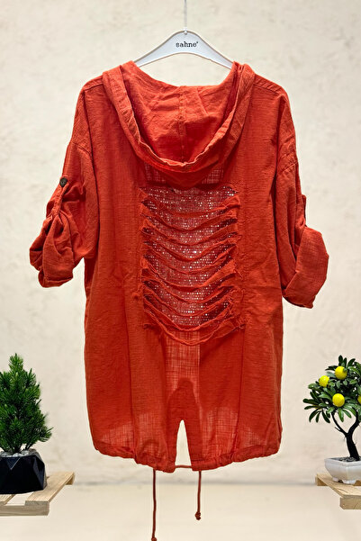 sahnemoda Back Sequined Hooded Imported Jacket