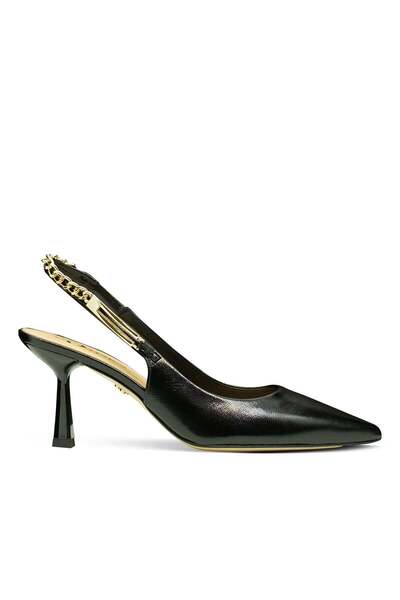 Vario Genuine Shiny Leather Slingback Heeled Shoes Z482 Verlux Nero (Shiny Bl...
