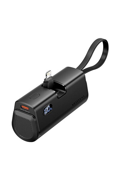 Vention Οθόνη LED, Power Bank 4800mAh (USB-C + Lightning + USB-C), 22.5W, Μαύ...