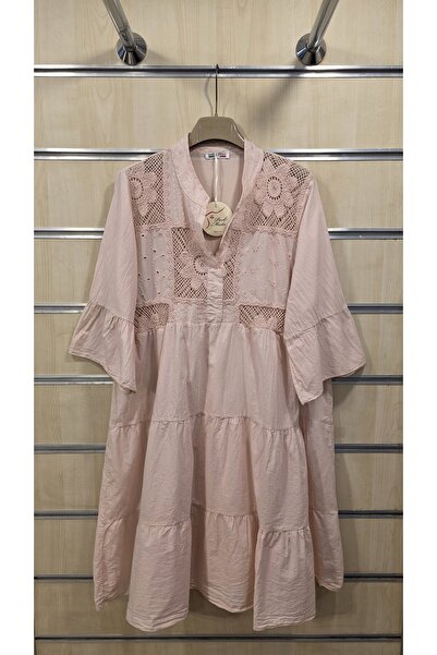 Park Moda Italian Cotton Short Dress with Scalloped Interior Lining