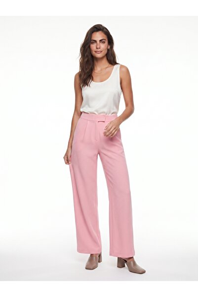 ONLOOX Powder Pink Woven Fabric Velcro Waist Comfortable Fit Front Pleated Si...