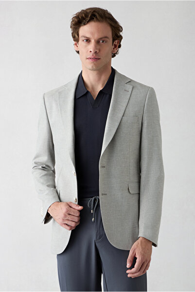 Kiğılı 6 Drop Regular Fit Standard Cut Mono Collar Patterned Classic Linen Bl...