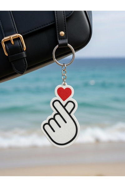 moto print Minimal Korean Heart Design Keychain - Stylish Bag Accessory