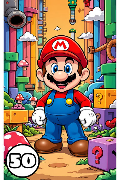 Super mario Βιβλίο ζωγραφικής, 50 εικονογραφήσεις Super Mario, A4