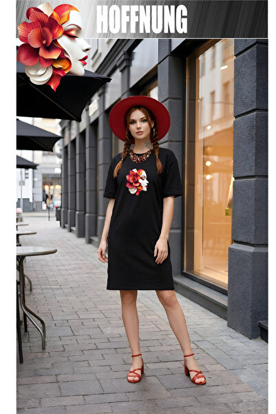 HOFFNUNG Women's Short Sleeve Crew Neck T-Shirt Dress Nightgown