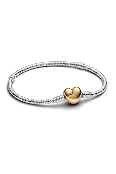 Lovecharm İki Renkli Kalp Klipsli Yılan Zincir Bileklik