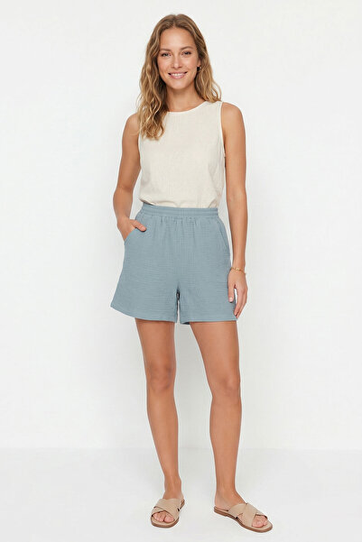 Salvia Dione Women's 100% Cotton Muslin Shorts - Elastic Waist, Pockets, Comf...