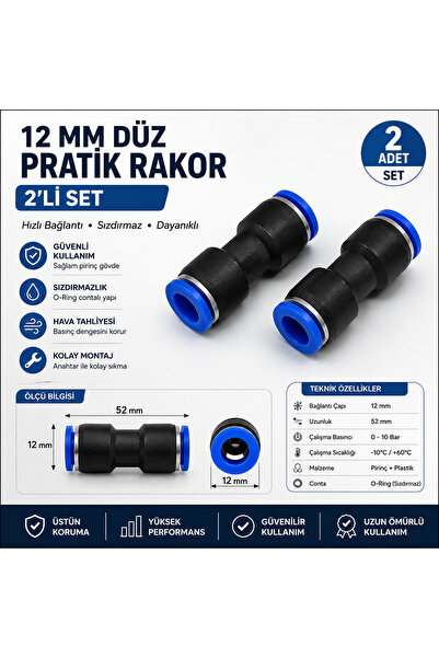 Crox 12mm Hava Hortumu Düz Birleştirici Rekor