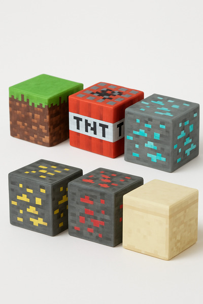 GAME SHOT Minecraft Küp Blok Pasta Süsü Seti 6lı Doğum Günü 3D Baskı