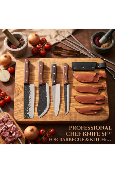 OSOOKE Professional 5-Piece Kitchen Knife Set with Protective Covers, Sharp F...