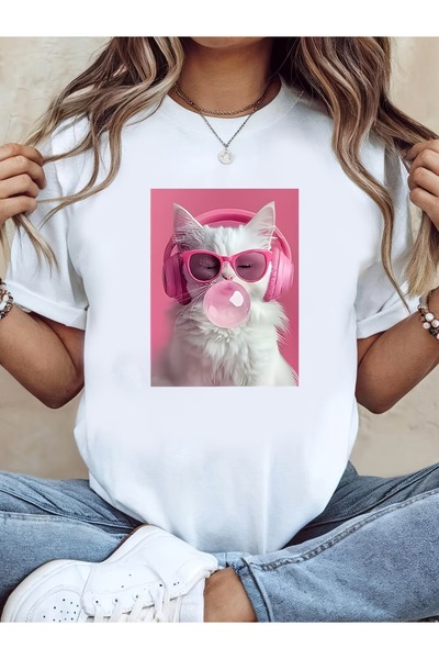 PAVRO Unisex Άνετο T-shirt με μικτό σχέδιο και στάμπα