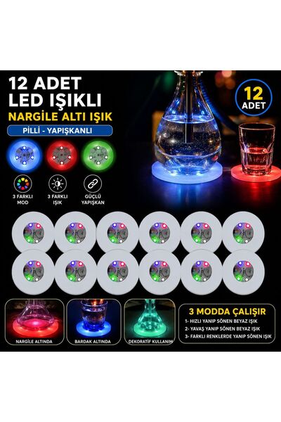 Genel Markalar RGB LED Nargile Altı Işık 12’li Set